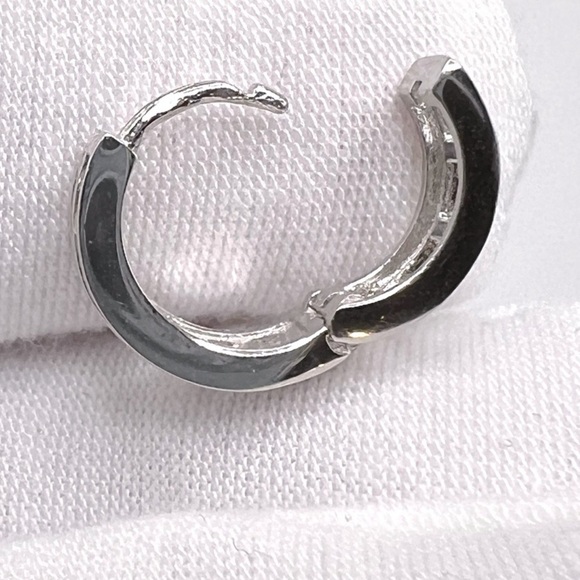 .925 Sterling Silver Cz Huggie Hoop Earrings - Picture 9 of 16